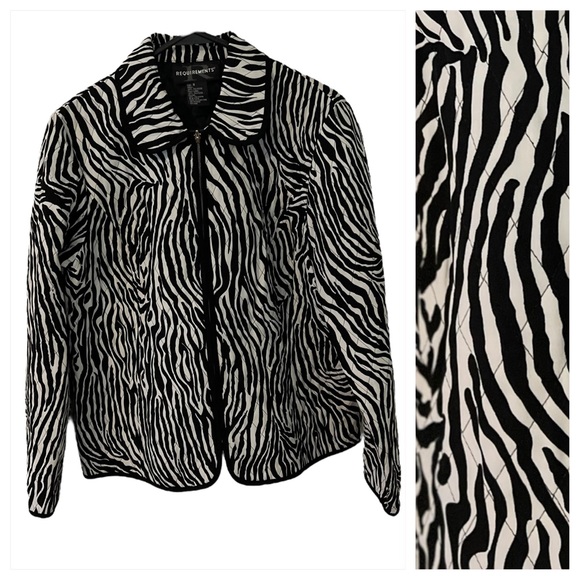 Requirements Jackets & Blazers - NWT Requirements Quilted Zebra Print Woman’s Jacket Blazer Sz S